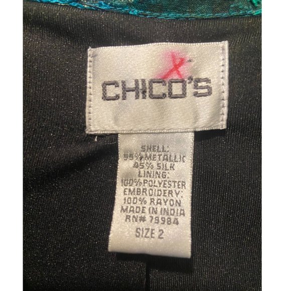 Chico's sz 2 swirls silk metallic lined jacket sz L - Picture 5 of 5